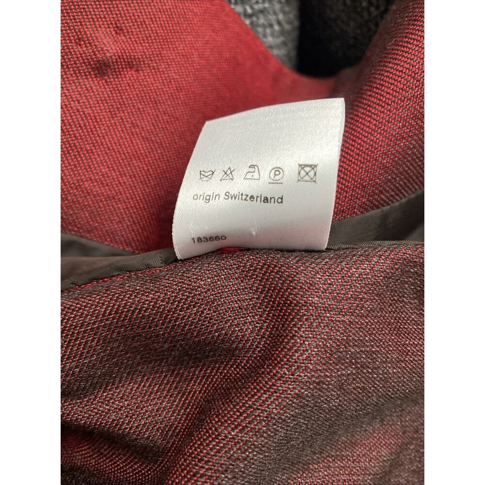 Akris Red 100% Silk Blazer Jacket Notch Lapel Collar Black Sheen V Neck 8 US M - Picture 11 of 11